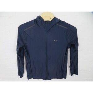 Oakley Jacket Mens Large Blue Hooded Full Zip Lightweight Running Stretch Hoodie